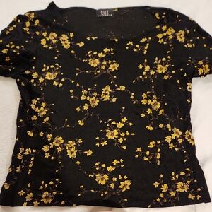 Floral Black and Yellow Top
